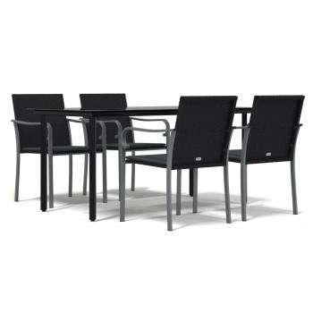 5-tlg. Garten-Essgruppe mit Kissen Poly Rattan und Stahl