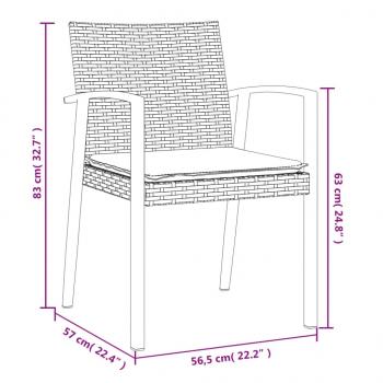 5-tlg. Garten-Essgruppe mit Kissen Poly Rattan und Stahl