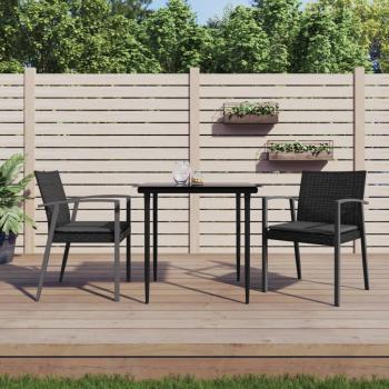 ARDEBO.de - 3-tlg. Garten-Essgruppe mit Kissen Poly Rattan und Stahl
