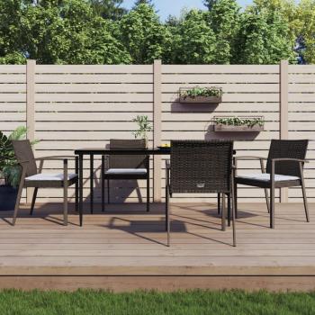 ARDEBO.de - 5-tlg. Garten-Essgruppe mit Kissen Poly Rattan und Stahl