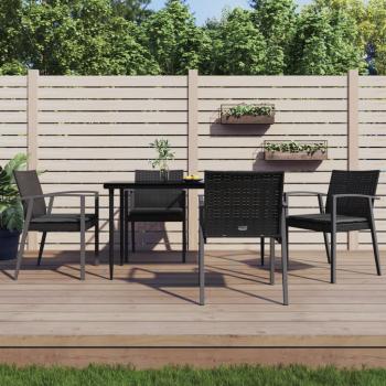 ARDEBO.de - 5-tlg. Garten-Essgruppe mit Kissen Poly Rattan und Stahl