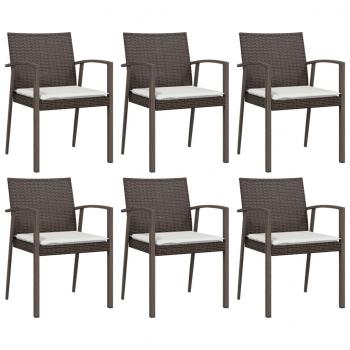 7-tlg. Garten-Essgruppe mit Kissen Poly Rattan und Stahl