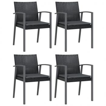 5-tlg. Garten-Essgruppe mit Kissen Poly Rattan und Stahl
