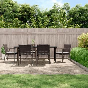ARDEBO.de - 7-tlg. Garten-Essgruppe mit Kissen Poly Rattan und Stahl