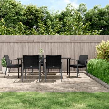 ARDEBO.de - 7-tlg. Garten-Essgruppe mit Kissen Poly Rattan und Stahl