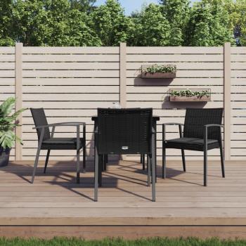 ARDEBO.de - 5-tlg. Garten-Essgruppe mit Kissen Poly Rattan und Stahl