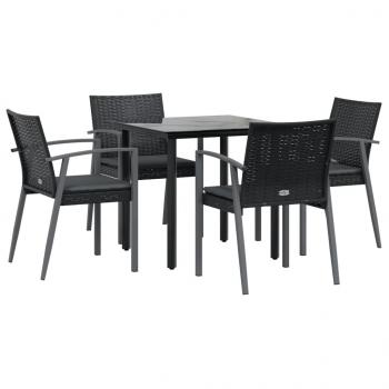 5-tlg. Garten-Essgruppe mit Kissen Poly Rattan und Stahl