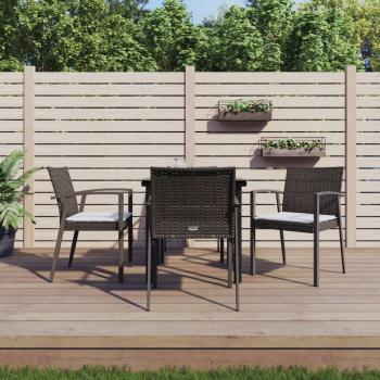 ARDEBO.de - 5-tlg. Garten-Essgruppe mit Kissen Poly Rattan und Stahl