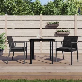 ARDEBO.de - 3-tlg. Garten-Essgruppe mit Kissen Poly Rattan und Stahl