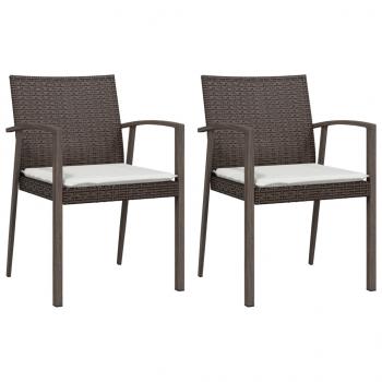 3-tlg. Garten-Essgruppe mit Kissen Poly Rattan und Stahl