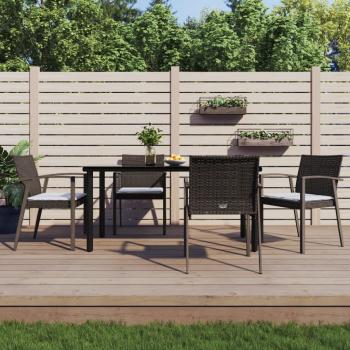 ARDEBO.de - 5-tlg. Garten-Essgruppe mit Kissen Poly Rattan und Stahl