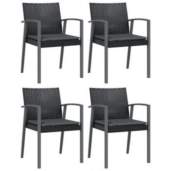 5-tlg. Garten-Essgruppe mit Kissen Poly Rattan und Stahl