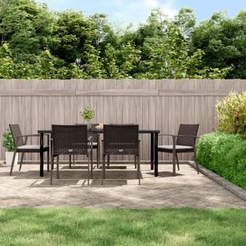 ARDEBO.de - 7-tlg. Garten-Essgruppe mit Kissen Poly Rattan und Stahl
