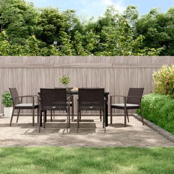 ARDEBO.de - 7-tlg. Garten-Essgruppe mit Kissen Poly Rattan und Stahl