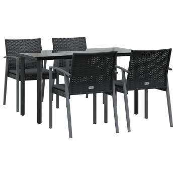 5-tlg. Garten-Essgruppe mit Kissen Poly Rattan und Stahl