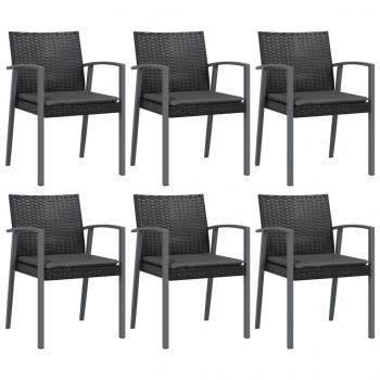 7-tlg. Garten-Essgruppe mit Kissen Poly Rattan und Stahl