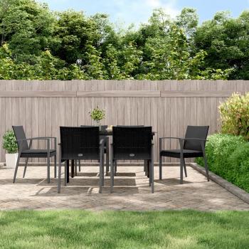 ARDEBO.de - 7-tlg. Garten-Essgruppe mit Kissen Poly Rattan und Stahl