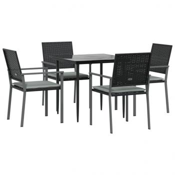5-tlg. Garten-Essgruppe mit Kissen Poly Rattan und Stahl