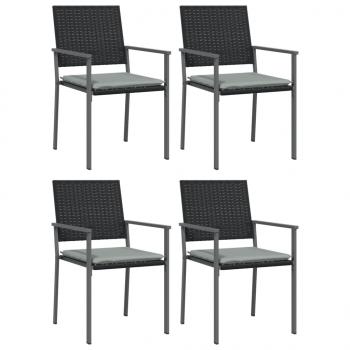 5-tlg. Garten-Essgruppe mit Kissen Poly Rattan und Stahl