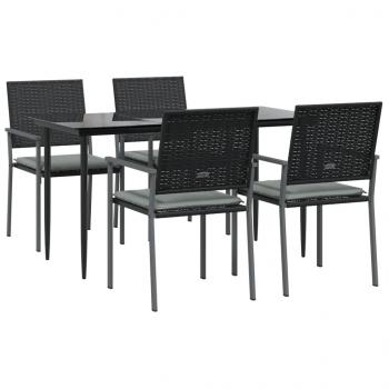 5-tlg. Garten-Essgruppe mit Kissen Poly Rattan und Stahl