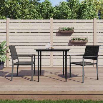 ARDEBO.de - 3-tlg. Garten-Essgruppe Poly Rattan und Stahl