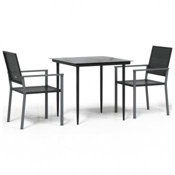 3-tlg. Garten-Essgruppe Poly Rattan und Stahl