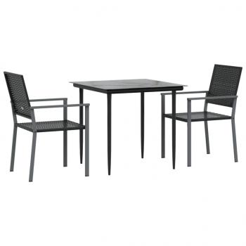 3-tlg. Garten-Essgruppe Poly Rattan und Stahl