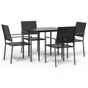 5-tlg. Garten-Essgruppe Poly Rattan und Stahl