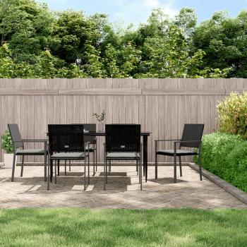 ARDEBO.de - 7-tlg. Garten-Essgruppe mit Kissen Poly Rattan und Stahl