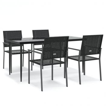 5-tlg. Garten-Essgruppe Poly Rattan und Stahl