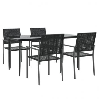 5-tlg. Garten-Essgruppe Poly Rattan und Stahl