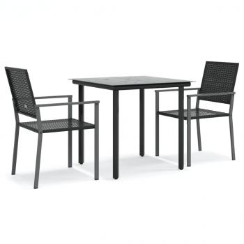 3-tlg. Garten-Essgruppe Poly Rattan und Stahl