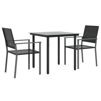 3-tlg. Garten-Essgruppe Poly Rattan und Stahl