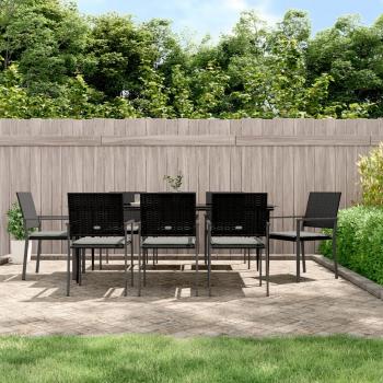 ARDEBO.de - 9-tlg. Garten-Essgruppe mit Kissen Poly Rattan und Stahl