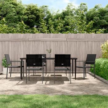 ARDEBO.de - 7-tlg. Garten-Essgruppe Poly Rattan und Stahl