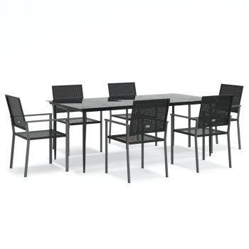 7-tlg. Garten-Essgruppe Poly Rattan und Stahl