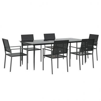 7-tlg. Garten-Essgruppe Poly Rattan und Stahl