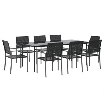 9-tlg. Garten-Essgruppe Poly Rattan und Stahl