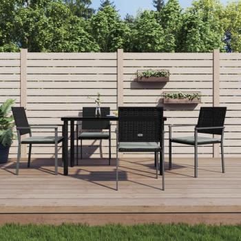 ARDEBO.de - 5-tlg. Garten-Essgruppe mit Kissen Poly Rattan und Stahl
