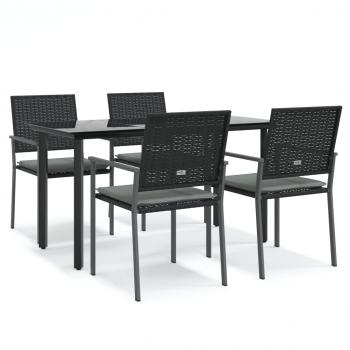 5-tlg. Garten-Essgruppe mit Kissen Poly Rattan und Stahl