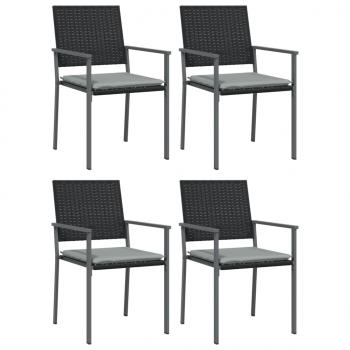 5-tlg. Garten-Essgruppe mit Kissen Poly Rattan und Stahl