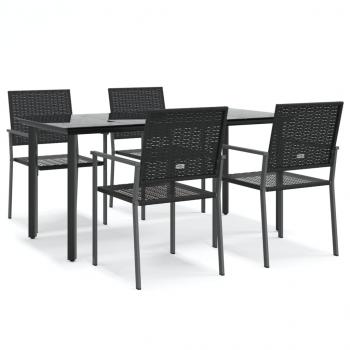 5-tlg. Garten-Essgruppe Poly Rattan und Stahl