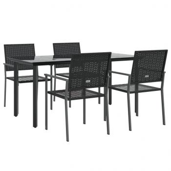 5-tlg. Garten-Essgruppe Poly Rattan und Stahl