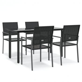 5-tlg. Garten-Essgruppe Poly Rattan und Stahl