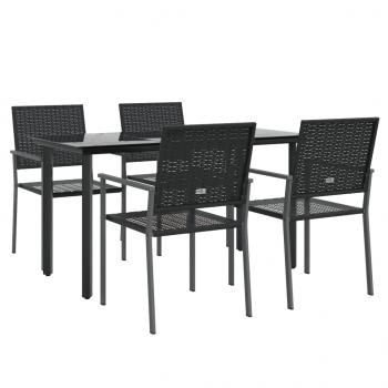 5-tlg. Garten-Essgruppe Poly Rattan und Stahl