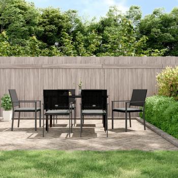ARDEBO.de - 7-tlg. Garten-Essgruppe mit Kissen Poly Rattan und Stahl