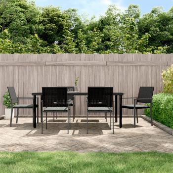 ARDEBO.de - 7-tlg. Garten-Essgruppe mit Kissen Poly Rattan und Stahl