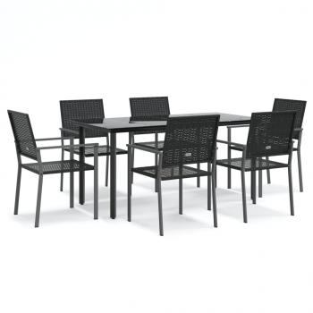 7-tlg. Garten-Essgruppe Poly Rattan und Stahl