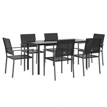 7-tlg. Garten-Essgruppe Poly Rattan und Stahl