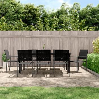 ARDEBO.de - 9-tlg. Garten-Essgruppe Poly Rattan und Stahl